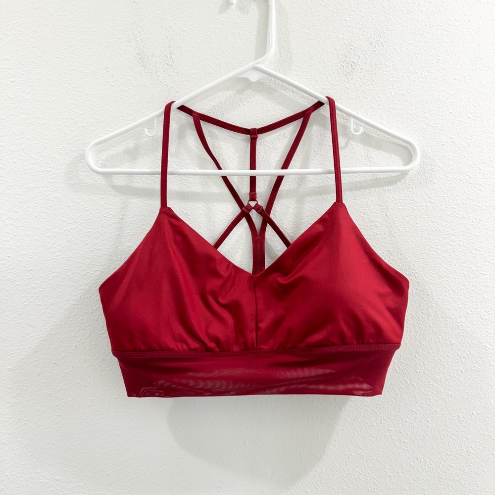 ALO Yoga Lavish Sports Bra Red Athleisure Hiking Running Gym M - Picture 2 of 4